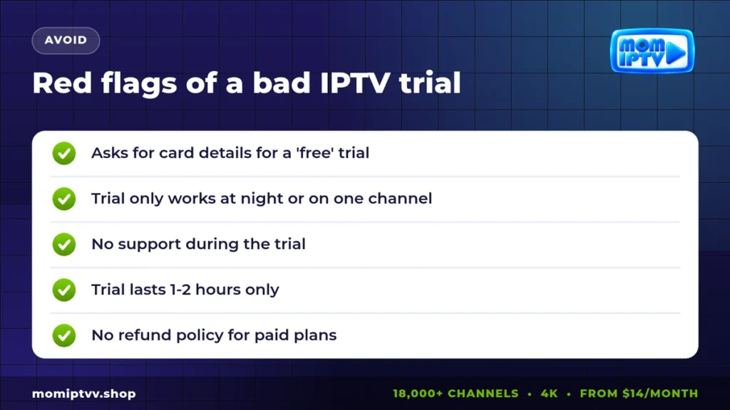 Best IPTV Free Trial in 2026: How to Get One and What to Test in 24 Hours 3 Best IPTV free trial: red flags to avoid