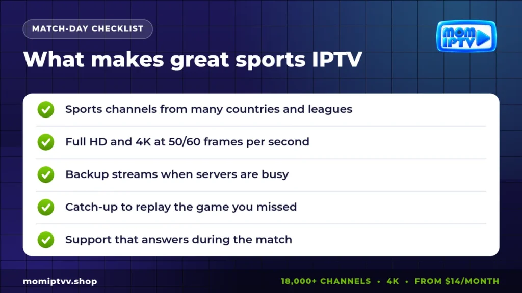 Sports IPTV match-day checklist