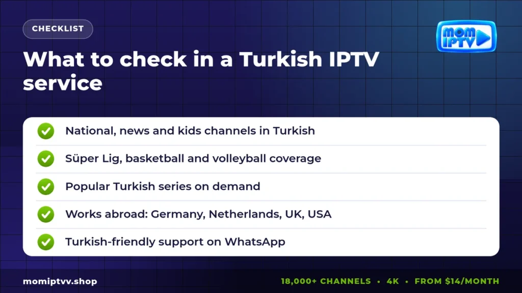 Turkish IPTV checklist: channels, Süper Lig, series