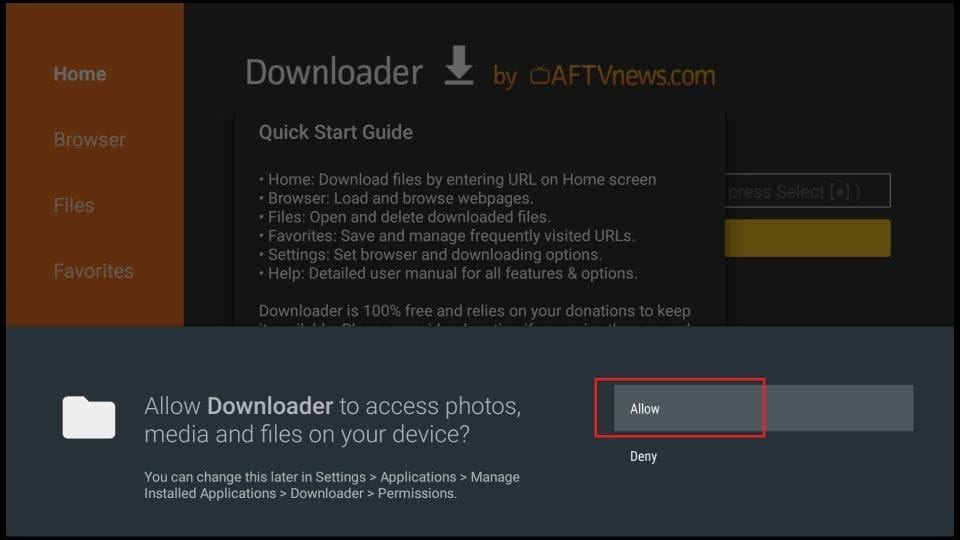 Setup Guide 7 Step 7: Allow Permissions - install Mom IPTV on Amazon Firestick